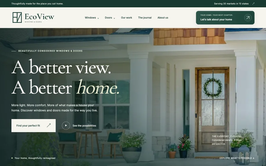 EcoView Windows and Doors website design preview